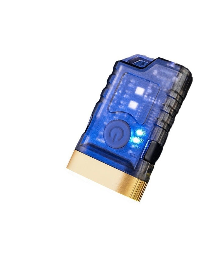 Portable Mini Key Chain Flashlight TYPE-C Charging Multi-function Red And Blue Warning Magnetic Cap Clip Lamp-Color:A-11 Keychain Hat Clip Light  - Image 1