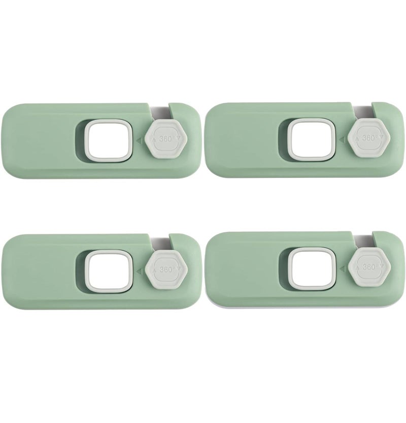 JZS Child Proof Refrigerator Lock, Fridge Locks for Kids with Sticky Adhesive Pads, Child Safety Locks for Doors, RV Refrigerator, Oven Lock Child Safety Baby Cabinet Locks (4 Pack, Green) - Image 1