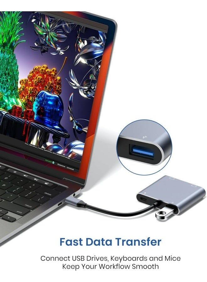 Apluynm USB C to Dual HDMI Adapter, 4K@60Hz HDMI Splitter for Dual Monitors Extended Display, 100W PD Charging, USB-A Port, Windows Supports Multi-Monitor with 3 Screens, macOS Limited to Mirror Mode - Image 3