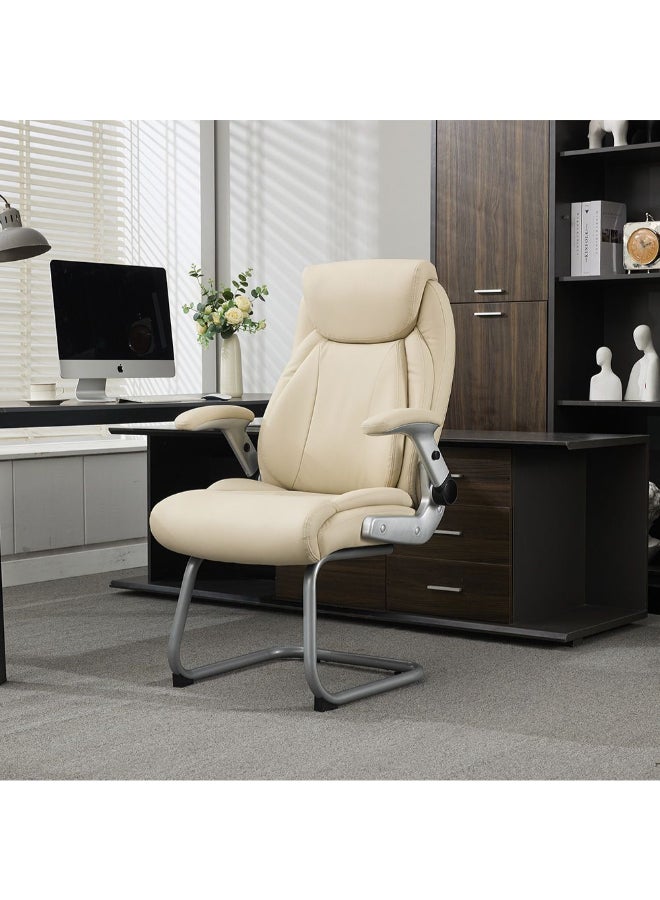 DANUBE HOME Tyrell Visitor Back Office Chair Ergonomic Office Chair Modern Desk Computer Chair Accent Office Armchair Fixed Lumbar L70xW72.5xH115cm - Beige  - Image 1