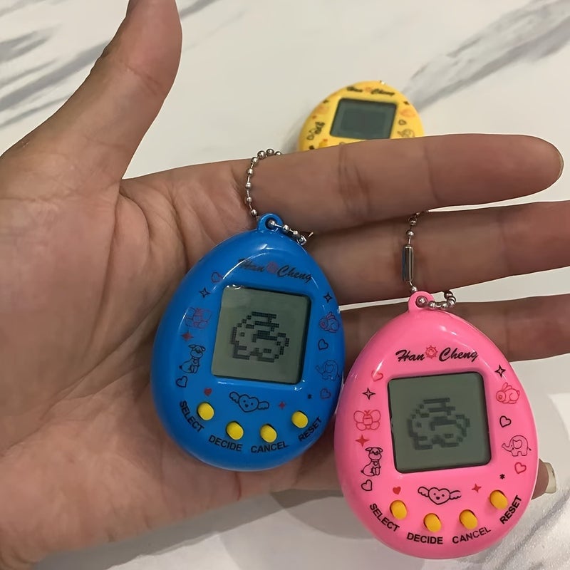 Retro Mini Handheld Game Console with Virtual Pet Keychain - Battery-Powered, Creative Gameplay, Pink/Blue/Yellow, Xcnm, Perfect for Winter - Image 2