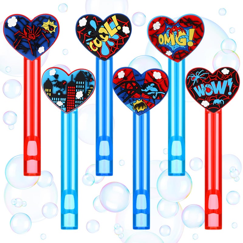 Rotatingpals 24 Pcs Hero Mini Bubble Wands Heart Spider Bubble Wands Assortment Hero Party Favor for Outdoor Summer Gift Goodie Bag Stuffers - Image 3