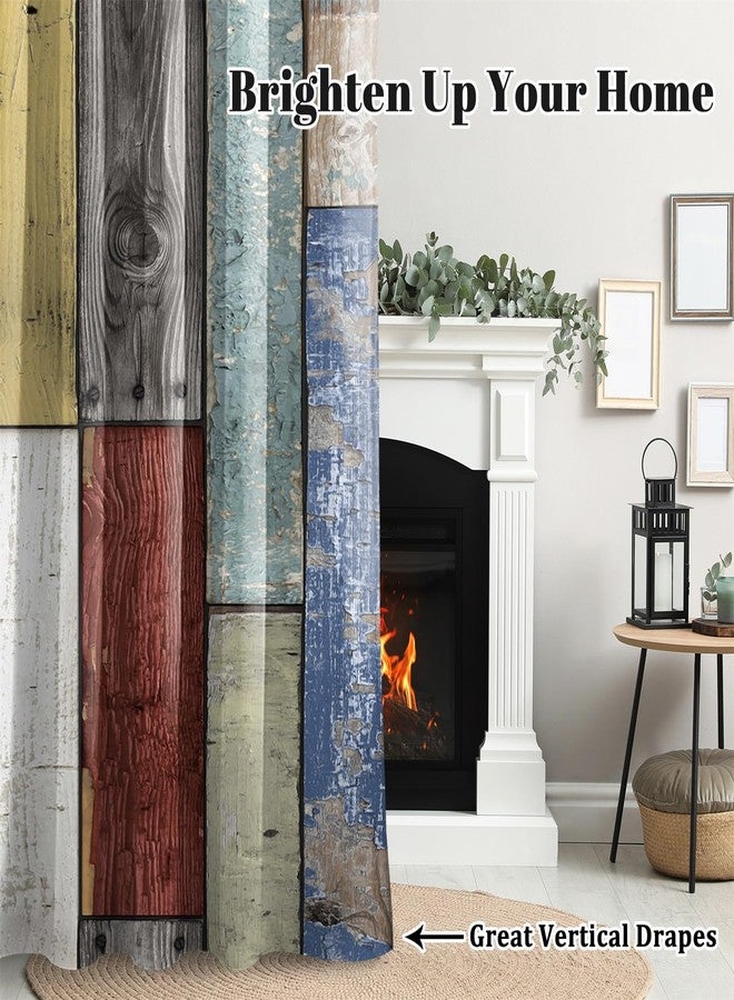 Renaiss 42 x 63 Inch Rustic Wood Barn Door Blackout Curtains Grommet Village Wooden Home Decor Vintage Farmhouse Country Colorful Plank Decorate for Bedroom Living Room Grommet Window Drapes 2 Panels - Image 5