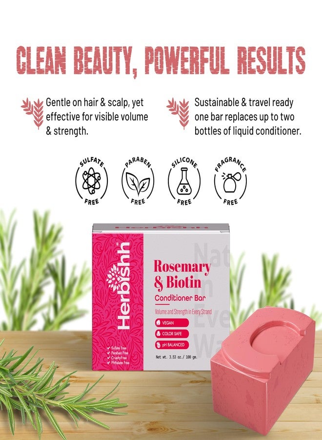 Herbishh Rosemary Conditioner Bar for Hair Growth, Volumizing Solid Conditioner, Strengthening Biotin Bar, Cleansing Soap for Women & Men, Ideal for Curly & Straight Hair Vegan & Sulfate-Free 3.53 oz - Image 4