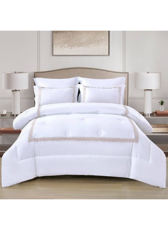 Soft Cotton 6 Pieces King Size Embroidered Duvet Cover Sets Duvet Cover 220X240 Fitted Sheet 200 X 200