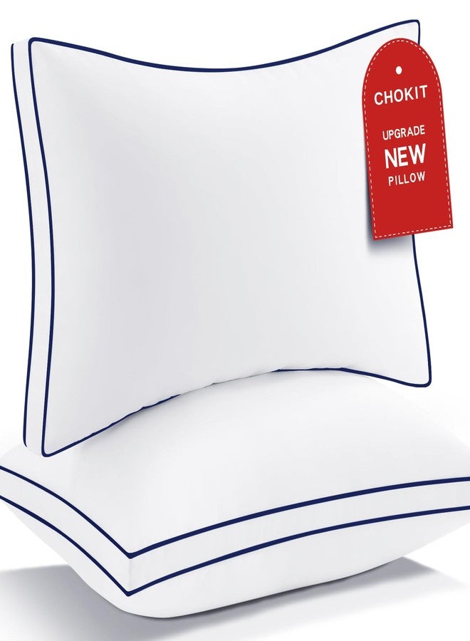 CHOKIT Premium Pillows King Size Set of 2, Fluffy and Supportive 7D Down Alternative Bed Pillows, Luxury Soft Hotel Quality Gusseted Pillow for Side Back Stomach Sleepers, Relief Neck Head and Shoulder Pain - Image 1