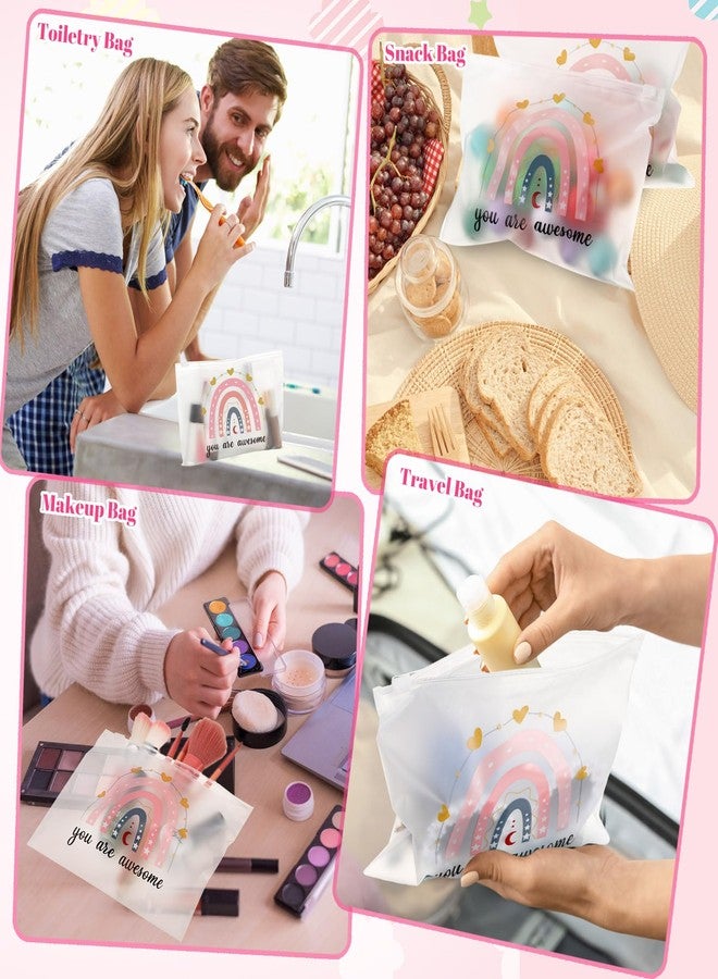 Reginary 100 Pcs Inspirational Gifts for Girls Women Travel Cheer Makeup Bag Bulk Loved Quotes Cosmetic Bags with Zipper Thank You Encouragement Birthday Gift Bag for Nurse Teacher Friend (Charming) - Image 3