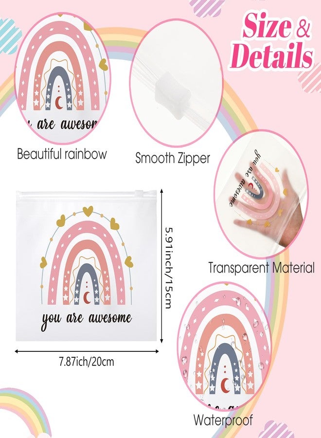 Reginary 100 Pcs Inspirational Gifts for Girls Women Travel Cheer Makeup Bag Bulk Loved Quotes Cosmetic Bags with Zipper Thank You Encouragement Birthday Gift Bag for Nurse Teacher Friend (Charming) - Image 2