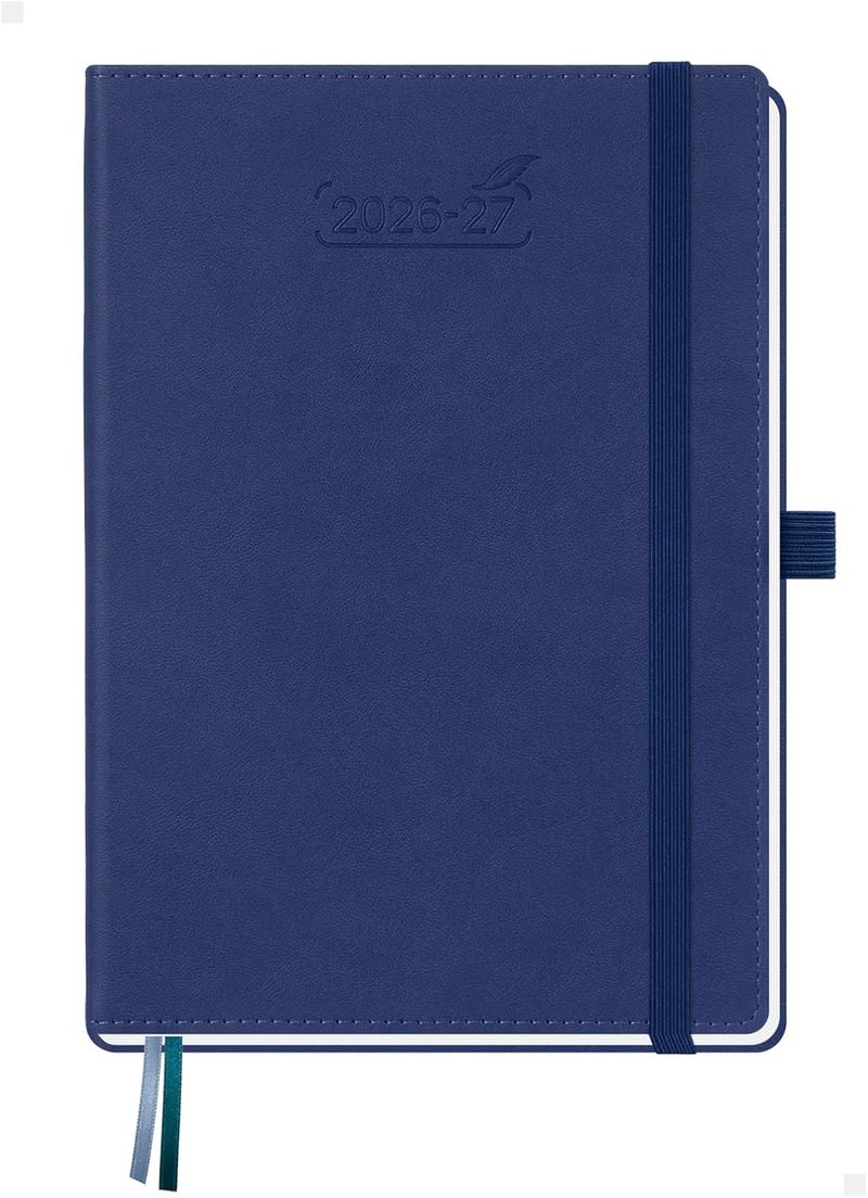BEZEND Planner 2026-2027 Weekly and Monthly (6" x 8.5") Academic Year Calendar with Tabs (Jul 26-Dec 27) Daily Column & Hourly Timeslots, Thick Paper, Storage Pocket, Leather Hardcover - Blueberry - Image 1