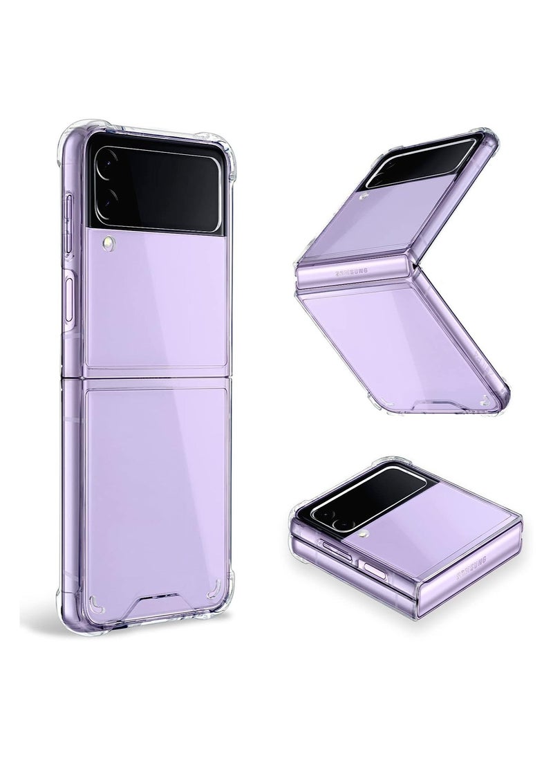 Raxoom Samsung Galaxy Z Flip 4 Case, Clear Transparent Four Corners Reinforced Slim Hard PC and Soft TPU Bumper Shockproof Protective Case for Galaxy Z Flip 4 2022 - Image 1