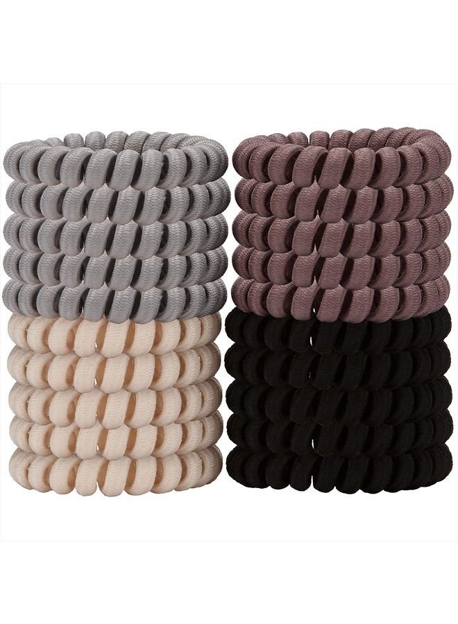 LONEEDY 20 Pack Spiral Hair Ties, Ponytail holder Coil Hair Ties, Phone-Cord Traceless Hair Rings - Image 1
