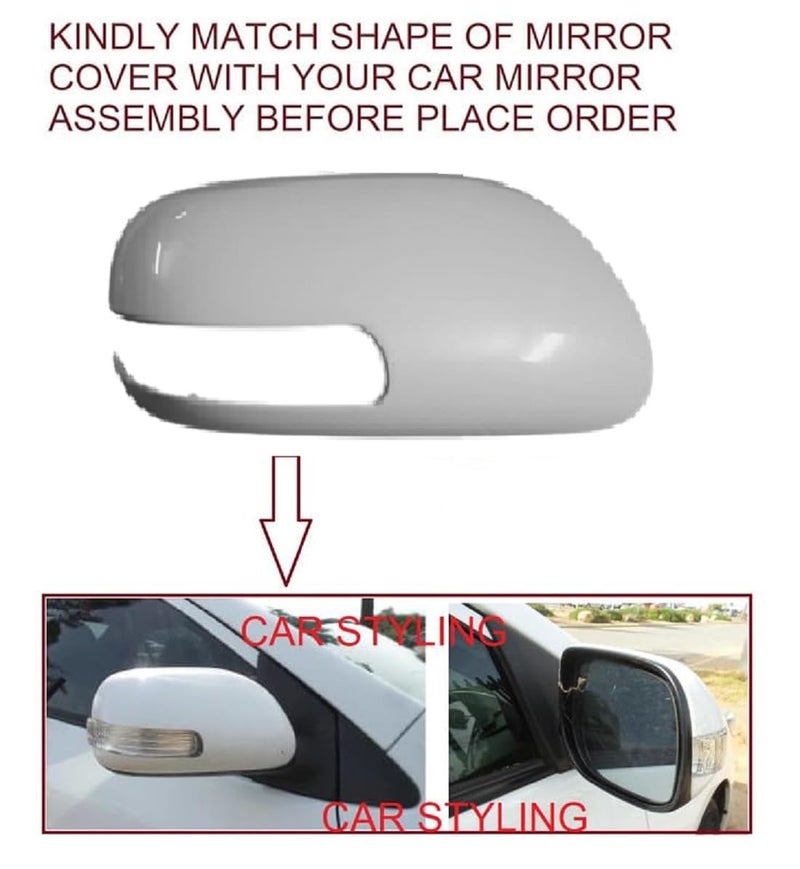 Car Styling - Side View Mirror Cover/Cap compatible with Toyota Corolla Altis E140 10TH GEN, F/L 2008-2014 Year Model Type 1 - UNPAINTED (RIGHT DRIVER SIDE) - Image 2