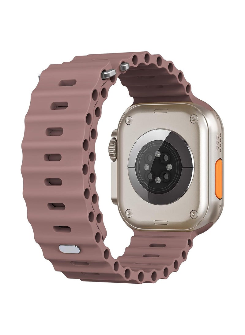 Color Fans - Soft Silicone Ocean Sports Strap Compatible Apple Watch 41mm 40mm 38mm for Men Women, Adjustible Watch Band for Apple Watch SE/Series 9/8/7/6/5/4/3/2/1 - Smokey Mauve - Image 1