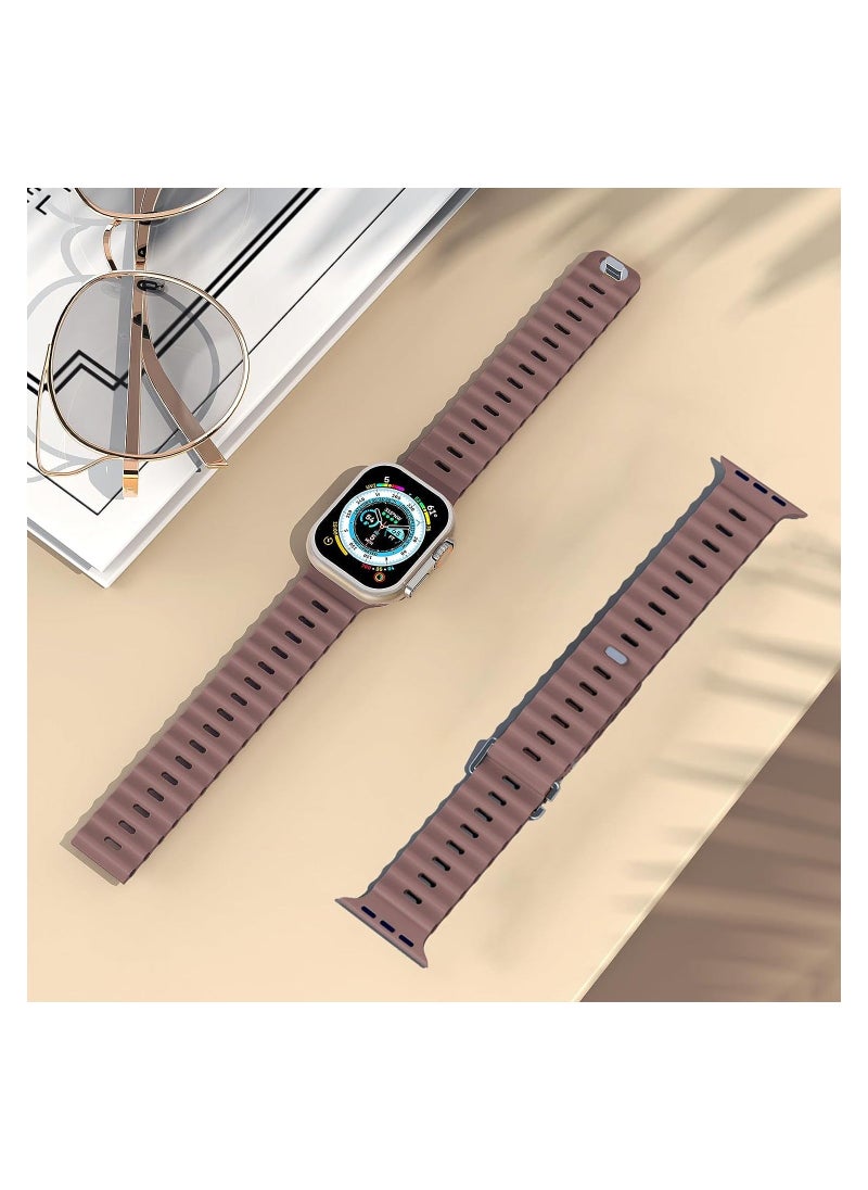Color Fans - Soft Silicone Ocean Sports Strap Compatible Apple Watch 41mm 40mm 38mm for Men Women, Adjustible Watch Band for Apple Watch SE/Series 9/8/7/6/5/4/3/2/1 - Smokey Mauve - Image 1