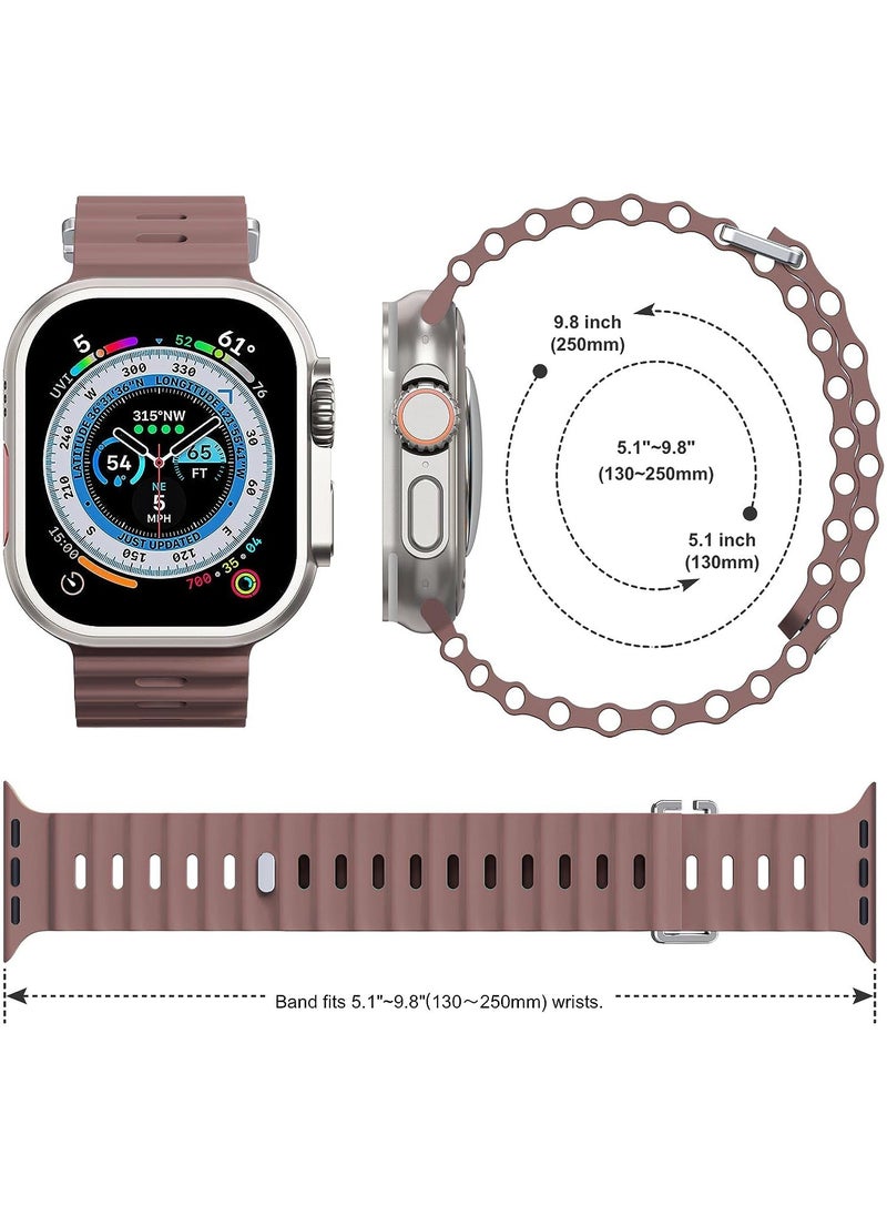 Color Fans - Soft Silicone Ocean Sports Strap Compatible Apple Watch 41mm 40mm 38mm for Men Women, Adjustible Watch Band for Apple Watch SE/Series 9/8/7/6/5/4/3/2/1 - Smokey Mauve - Image 1