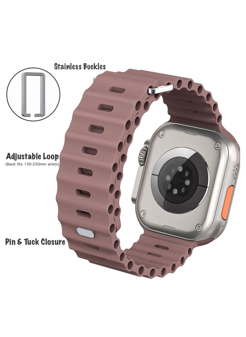 Color Fans - Soft Silicone Ocean Sports Strap Compatible Apple Watch 41mm 40mm 38mm for Men Women, Adjustible Watch Band for Apple Watch SE/Series 9/8/7/6/5/4/3/2/1 - Smokey Mauve - Image 1