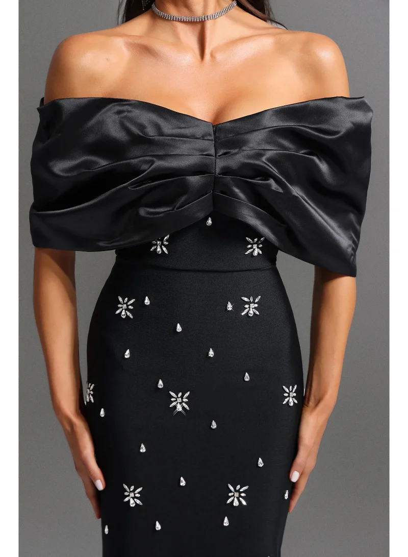 Bella Barnett  Soloma Off-the-Shoulder Diamond Maxi Dress for Women | Best Price UAE