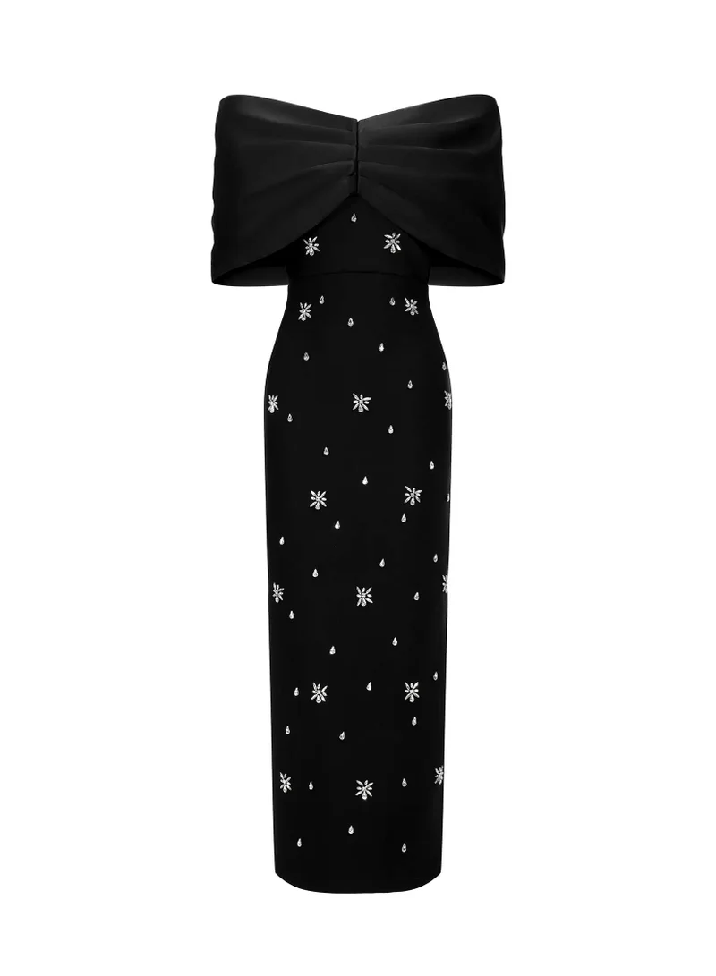 Bella Barnett Soloma Off-the-Shoulder Diamond Maxi Dress