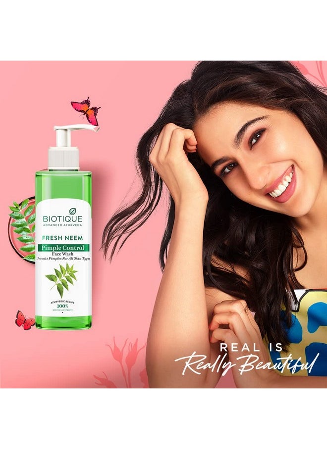 Biotique - Fresh Neem Pimple Control Face Wash| Ayurvedic And Organically Pure| Prevents Pimples |100% Botanical Extracts| Suitable For All Skin Types | 200Ml - Image 1