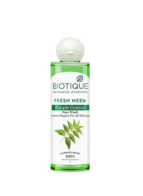 Fresh Neem Pimple Control Face Wash| Ayurvedic And Organically Pure| Prevents Pimples |100% Botanical Extracts| Suitable For All Skin Types | 200Ml