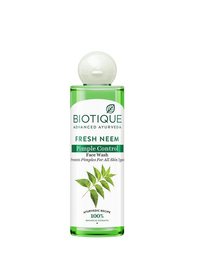 Biotique - Fresh Neem Pimple Control Face Wash| Ayurvedic And Organically Pure| Prevents Pimples |100% Botanical Extracts| Suitable For All Skin Types | 200Ml - Image 1