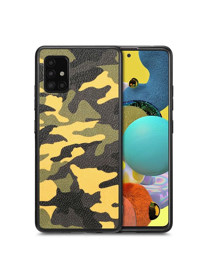 BGM Case Cover For Samsung Galaxy A51 5G Camouflage Leather Back Cover Phone Case (Yellow)