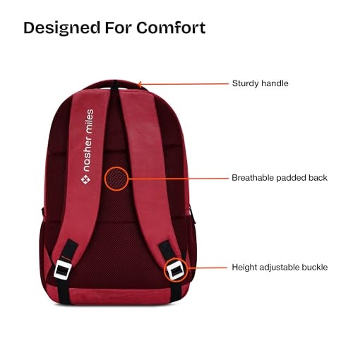 Nasher Miles Cricket Backpack for Men & Women | 3 compartment/Casual/College Bag | Red, 45L - Image 5