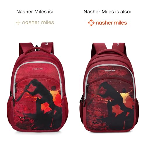 Nasher Miles Cricket Backpack for Men & Women | 3 compartment/Casual/College Bag | Red, 45L - Image 2