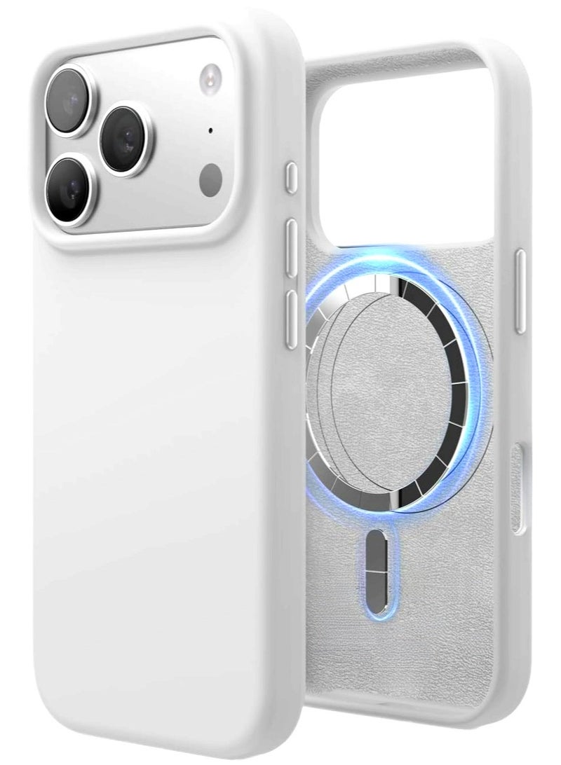 iPhone 17 Pro Silicone Case, Compatible with MagSafe Accessories, Super Strong Drop Protection, Anti-Fingerprint & Anti-Yellowing, Slim and Elegant (White) - Image 1