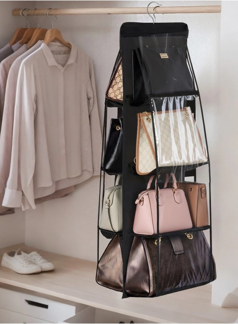 8-Pocket Handbag Organizer Clear 35x120cm Handbag storage, clothing storage, labeled storage - Image 3