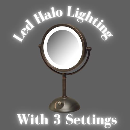 JERDON Lighted Makeup Mirror with Magnification - 1X and 8X Magnification - Bronze Makeup Mirror - Model HL8808BZL - Image 5