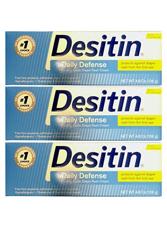 ديسيتين Desitin Daily Defense (كريمي)، 4.8 أونصة، (عبوة من 3 قطع، 14.4 أونصة) - Image 1
