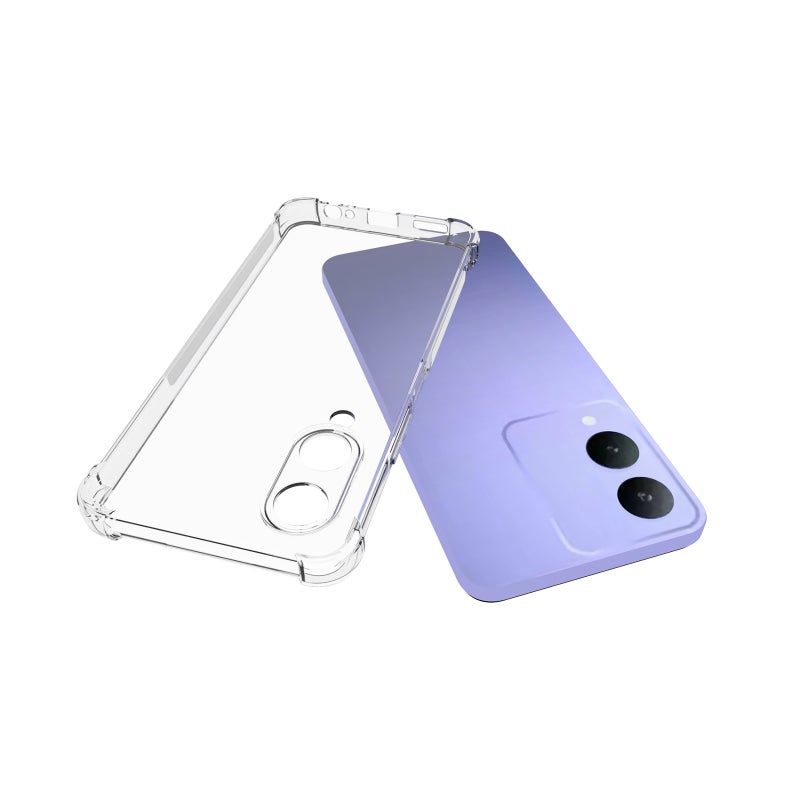 HuHa Case Cover For vivo Y17s 4G Shockproof Non-slip Thickening TPU Phone Case(Transparent) - Image 3