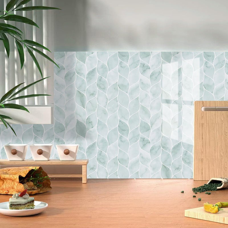 Tilingview 10 Pcs Green Leaf Shape Peel and Stick for Kitchen Backsplash, Premium Self-Adhesive Tiles Wall Stickers (Teal) - Image 5