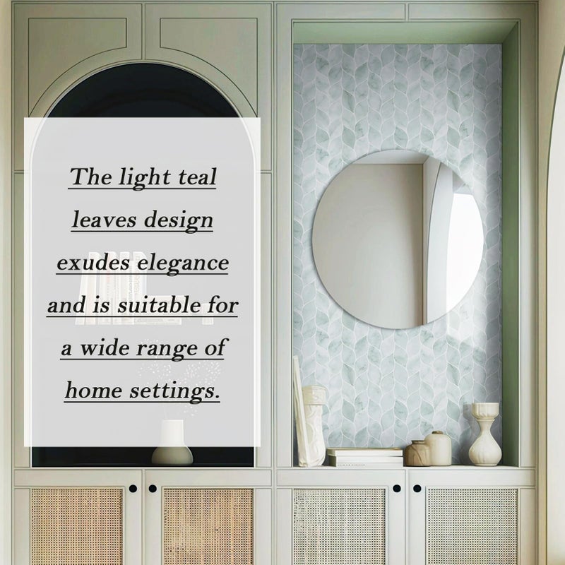 Tilingview 10 Pcs Green Leaf Shape Peel and Stick for Kitchen Backsplash, Premium Self-Adhesive Tiles Wall Stickers (Teal) - Image 3