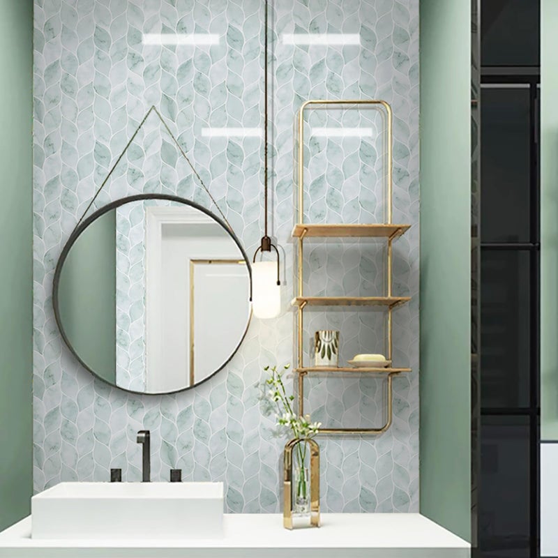 Tilingview 10 Pcs Green Leaf Shape Peel and Stick for Kitchen Backsplash, Premium Self-Adhesive Tiles Wall Stickers (Teal) - Image 4