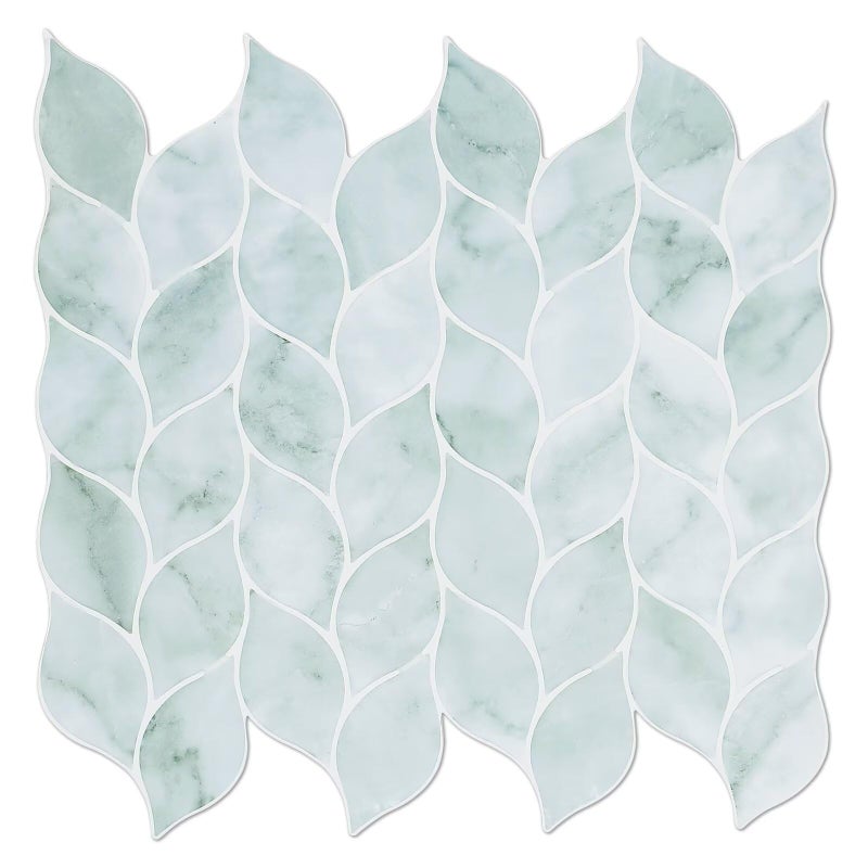 Tilingview 10 Pcs Green Leaf Shape Peel and Stick for Kitchen Backsplash, Premium Self-Adhesive Tiles Wall Stickers (Teal) - Image 1