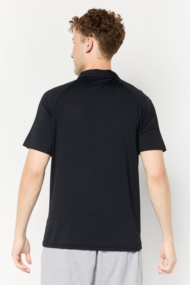RBX Men Sportswear Fit Short Sleeve Outdoor Polo Shirt, Black  - Image 3