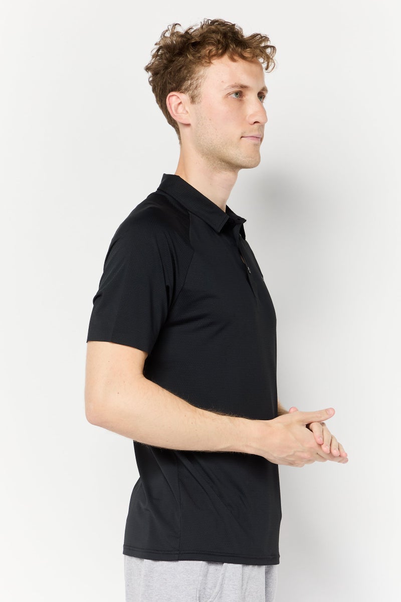RBX Men Sportswear Fit Short Sleeve Outdoor Polo Shirt, Black  - Image 4