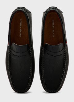 Robert Wood Webbing Highlight Perforation Texture Formal Loafers  - Image 4