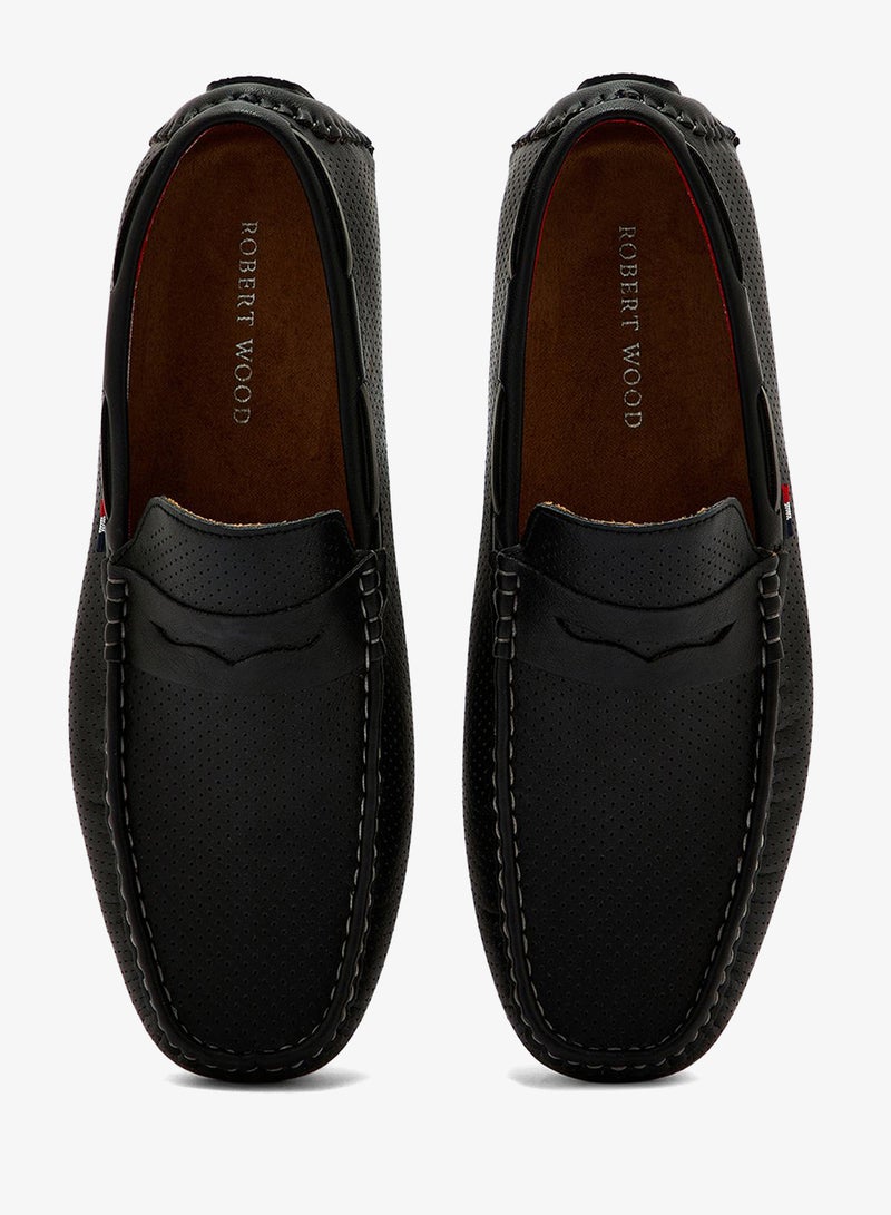 Robert Wood Casual Perforated Driving Penny Loafers - Image 4