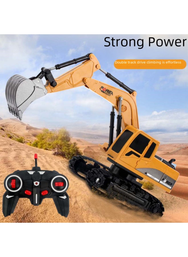 Children's Alloy Remote Control Excavator Toy Car Electric Engineering Vehicle Digger Toy Street Stall Remote Control Car-Color:1:24 Alloy + Battery - Image 4