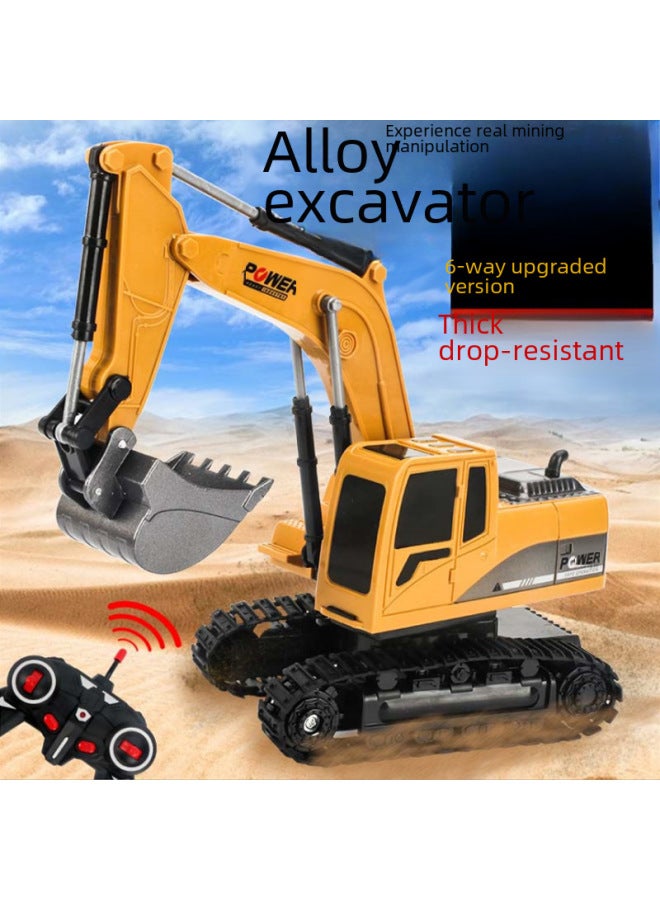 Children's Alloy Remote Control Excavator Toy Car Electric Engineering Vehicle Digger Toy Street Stall Remote Control Car-Color:1:24 Alloy + Battery - Image 2
