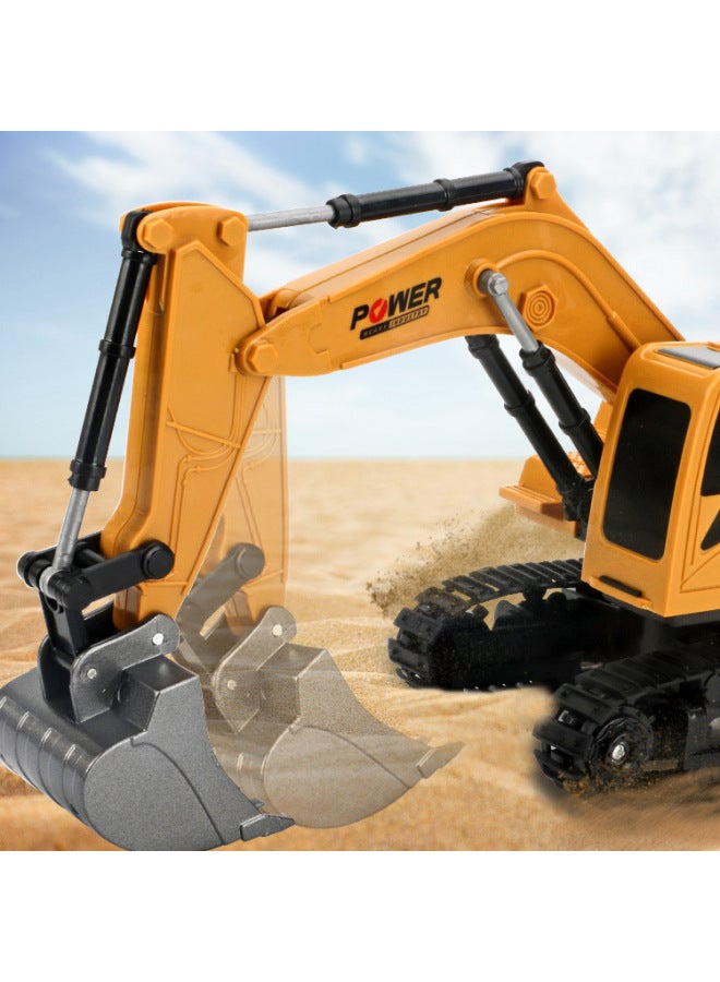 Children's Alloy Remote Control Excavator Toy Car Electric Engineering Vehicle Digger Toy Street Stall Remote Control Car-Color:1:24 Alloy + Battery - Image 3
