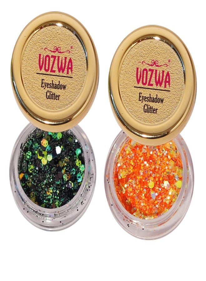 Vozwa Eyeshadow Chunky Glitter (Black Mix + Orange) - Image 1