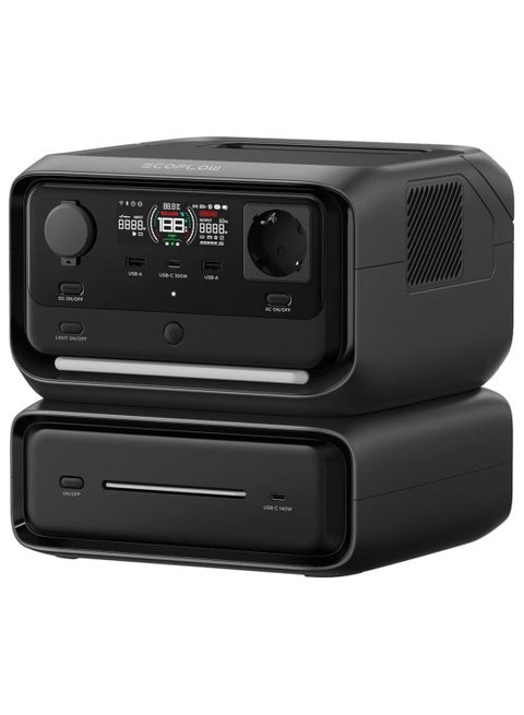 EcoFlow RIVER 3 Max (RIVER 3 Plus&EB300) Portable Power Station – 572Wh LFP Battery, 1200W Output, <10 ms UPS, Wireless Connection, Solar Generator for Camping & RV
