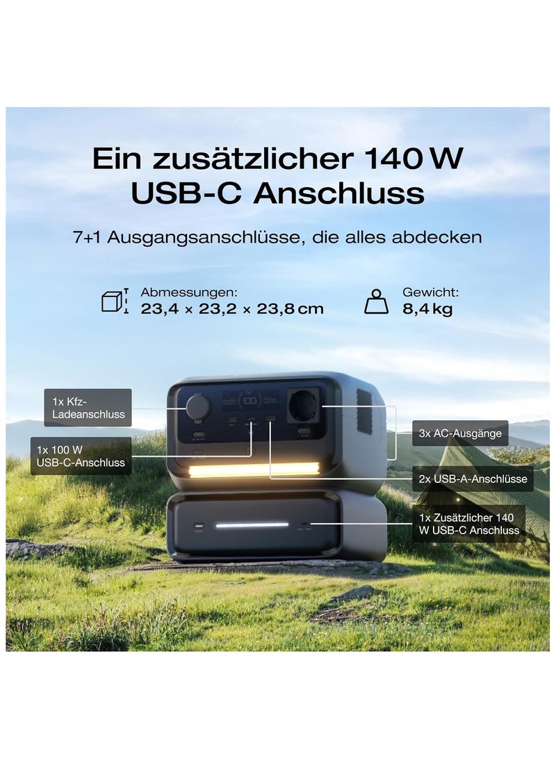 EcoFlow RIVER 3 Max (RIVER 3 Plus&EB300) Portable Power Station – 572Wh LFP Battery, 1200W Output, <10 ms UPS, Wireless Connection, Solar Generator for Camping & RV