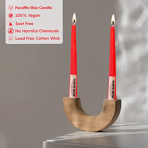 Indoblaze Unscented Red Taper Candles | Long Candles for Home Decor | Candle Sticks, Pack of 6, Paraffin Wax - Image 2