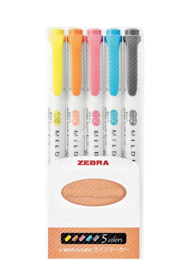 ZEBRA - Zebra Highlighter Mildliner, 5 Friendly Color Set (WKT7-N-5C) - Image 1