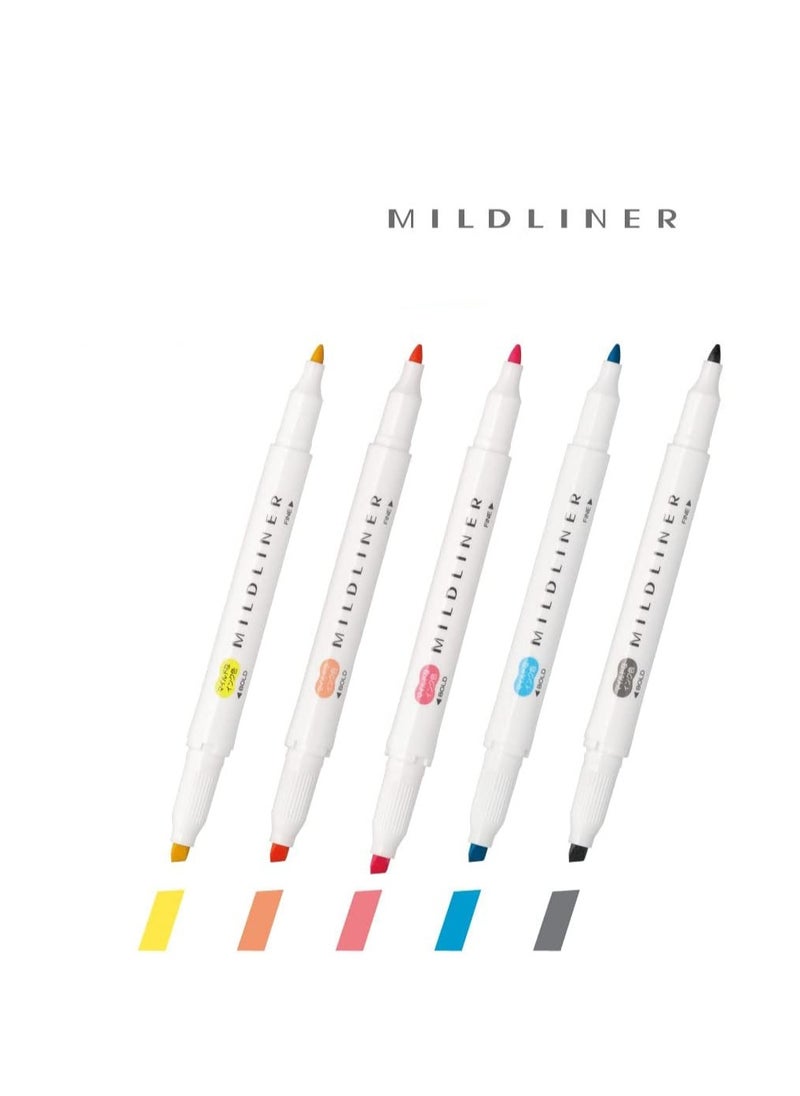 ZEBRA - Zebra Highlighter Mildliner, 5 Friendly Color Set (WKT7-N-5C) - Image 1